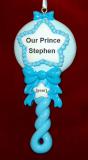 Baby Christmas Ornament Blue Rattle Personalized by RussellRhodes.com