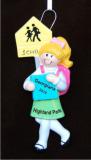 Personalized Blond School Girl Christmas Ornament by Russell Rhodes