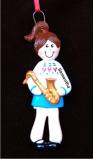 Saxophone Girl Christmas Ornament Personalized by Russell Rhodes