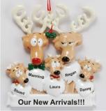 Triplets Christmas Ornament Reindeer Proud Parents Personalized by RussellRhodes.com