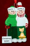 Gay or Lesbian Couple Christmas Ornament Outside Together with Pets Personalized by RussellRhodes.com