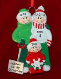 Personalized Pregnant Family Christmas Ornament for 3 by Russell Rhodes