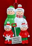 Personalized Winter Fun Family Christmas Ornament for 4 by Russell Rhodes