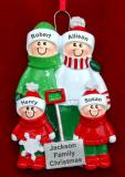 Family Christmas Ornament for 4 Outside Together Personalized by RussellRhodes.com