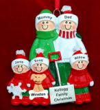 Family Christmas Ornament for 5 Outside Together with Pets Personalized by RussellRhodes.com