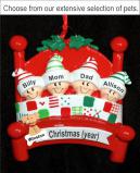 Family Christmas Ornament Winter Fun with Pets Personalized by Russell Rhodes