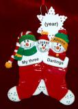 Grandparents Christmas Ornament Festive Stockings for 3 Grandkids Personalized by RussellRhodes.com