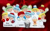 Grandparents Christmas Ornament Snowball Fun 10 Grandkids with Pets Personalized by RussellRhodes.com