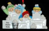 Family Christmas Ornament Snowball Fun Just the 4 Kids Personalized by RussellRhodes.com