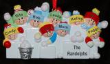 Personalized Family Christmas Ornament Snowball Fun Family 9 Personalized by Russell Rhodes