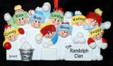 Family Christmas Ornament Snowball Fun for 9 Personalized by RussellRhodes.com