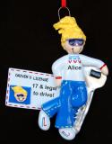 Personalized New License Christmas Ornament Female Blond Personalized by Russell Rhodes