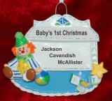 Personalized Baby Boy Christmas Ornament Toy Box Blue Personalized by Russell Rhodes