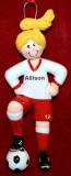 Soccer Christmas Ornament Female Blond Personalized by RussellRhodes.com