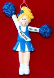 Cheerleader Christmas Ornament Female Blond Blue Personalized by RussellRhodes.com