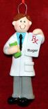 Personalized Pharmacist Christmas Ornament Male by Russell Rhodes