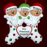 Personalized Our 3 Grandchildren Christmas Ornament Stocking Cute
