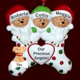 Xmas Cute Family Christmas Ornament 3 Kids with Pets Personalized by RussellRhodes.com