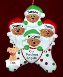 Xmas Cute Family Christmas Ornament 4 KIds with Pets Personalized by RussellRhodes.com