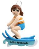 Water Skiing Christmas Ornament Brunette Female Personalized by RussellRhodes.com