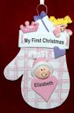 Baby Girl Christmas Ornament Baby Pink Mitten Personalized by RussellRhodes.com