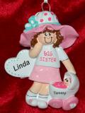 Big Sister Christmas Ornament Fancy Hat Fun Brunette Personalized by RussellRhodes.com