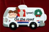 RV Christmas Ornament for Couple with Wreath Personalized by RussellRhodes.com