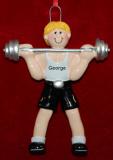 Weightlifting Christmas Ornament Male Blond Personalized by RussellRhodes.com