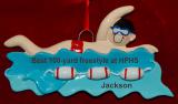 Personalized Swimming Christmas Ornament Freestyle Male by Russell Rhodes
