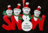 Personalized Grandparents Christmas Ornament Snow Much Fun 4 Grandkids by Russell Rhodes