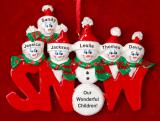 Personalized Family Christmas Ornament Snow Much Fun Just the Kids 6 by Russell Rhodes