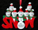 Family Christmas Ornament Snow Much Fun Just the Kids 7 Personalized by RussellRhodes.com
