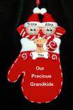 Grandparents Christmas Ornament Mittens 2 Grandkids with Pets Personalized by RussellRhodes.com