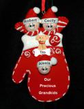 Grandparents Christmas Ornament Mittens 3 Grandkids with Pets Personalized by RussellRhodes.com