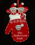 Personalized Family Christmas Ornament Holiday Mitten Just the 3 Kids by Russell Rhodes