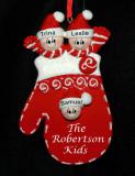 Family Christmas Ornament Holiday Mitten Just the 3 Kids Personalized by RussellRhodes.com
