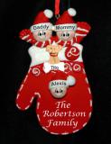 Family Christmas Ornament Holiday Mitten for 3 with Pets Personalized by RussellRhodes.com