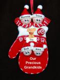 Grandparents Christmas Ornament Mittens 4 Grandkids with Pets Personalized by RussellRhodes.com