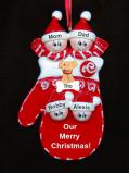 Family Christmas Ornament Holiday Mitten for 4 with Pets Personalized by RussellRhodes.com