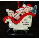 Personalized Family Christmas Ornament Sleigh Just the Kids 4 by Russell Rhodes