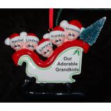 Personalized Grandparents Christmas Ornament Sleigh 5 Grandkids by Russell Rhodes