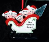 Family Christmas Ornament Sleigh for 5 Personalized by RussellRhodes.com