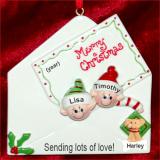 Seasons Greetings Grandparents Christmas Ornament 2 Grandkids with Pets Personalized by RussellRhodes.com