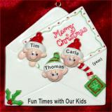 Seasons Greetings Family Christmas Ornament Just the 3 Kids Personalized by RussellRhodes.com