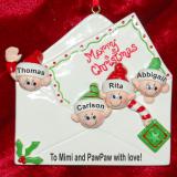 Seasons Greetings Family Christmas Ornament for 4 Personalized by RussellRhodes.com