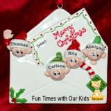Seasons Greetings Family Christmas Ornament Just the 4 Kids with Pets Personalized by RussellRhodes.com