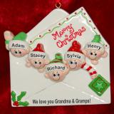Personalized Grandparents Christmas Ornament Greetings 5 Grandkids by Russell Rhodes