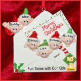 Seasons Greetings Family Christmas Ornament for 6 with Pets Personalized by RussellRhodes.com