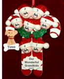 Grandparents Christmas Ornament Candy Canes for 7 Grandkids with Pets Personalized by RussellRhodes.com