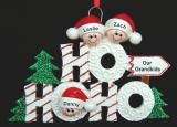 Personalized Grandparents Christmas Ornament Ho Ho Ho 3 Grandkids by Russell Rhodes